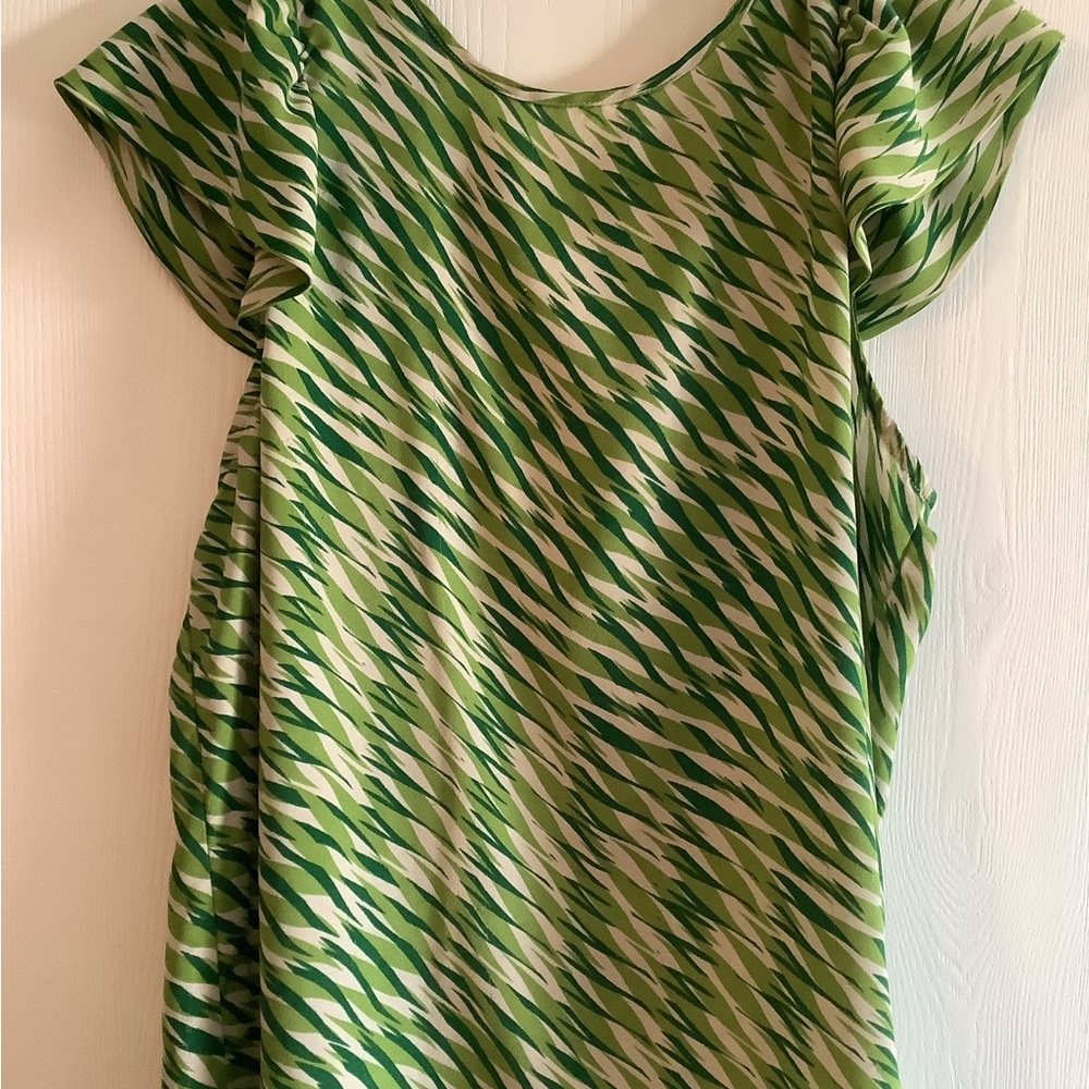 Worthington Green Patterned Short Sleeve Tunic Top